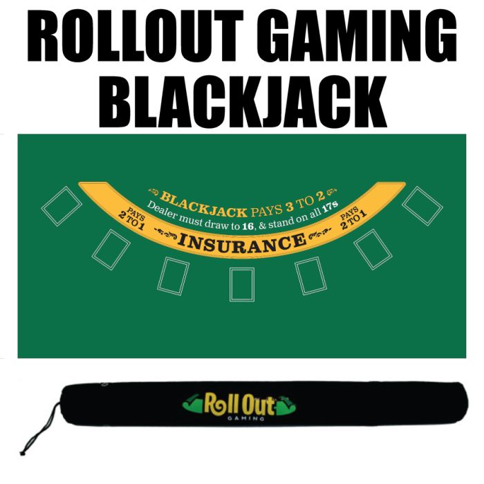 Roll Out Rubber Foam Table Top - Green BlackJack