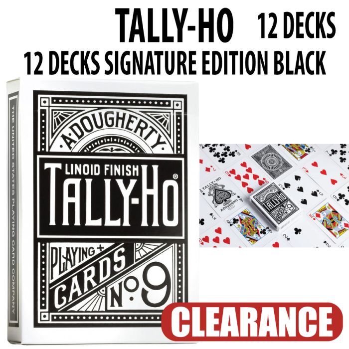 Tally-Ho Playing Cards  12 Deck Set | Signature Edition Black | Premium Quality Poker Cards