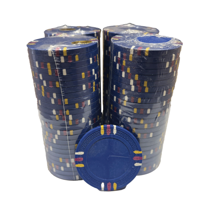12 Stripe Non-Denominated 13.5g Poker Chips, 100-pack DARK BLUE CLEARANCE