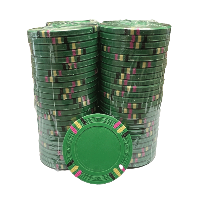 12 Stripe Non-Denominated 13.5g Poker Chips, 100-pack GREEN CLEARANCE