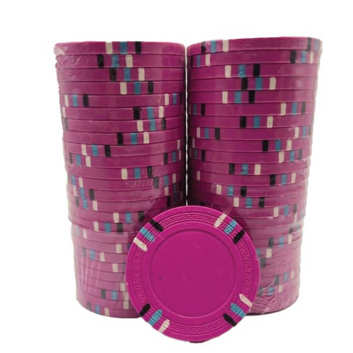12 Stripe Non-Denominated 13.5g Poker Chips, 100-pack PINK CLEARANCE