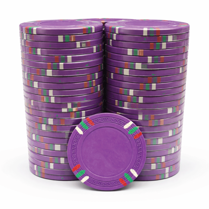 12 Stripe Non-Denominated 13.5g Poker Chips, 100-pack PURPLE CLEARANCE