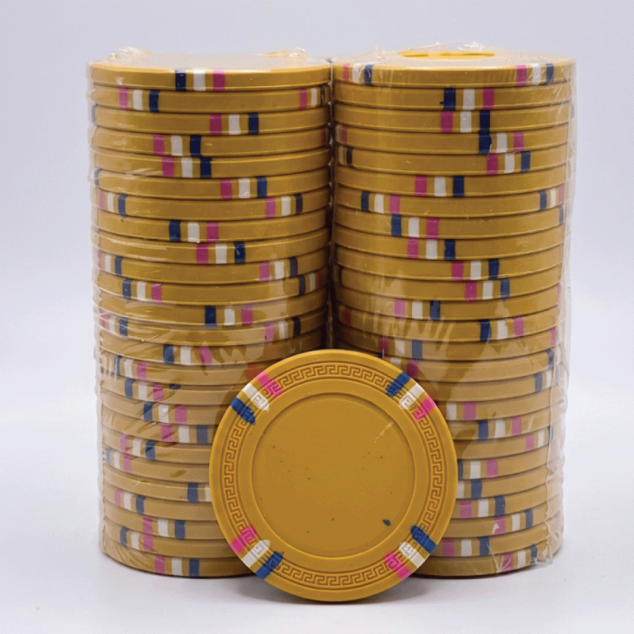 12 Stripe Non-Denominated 13.5g Poker Chips, 100-pack YELLOW CLEARANCE