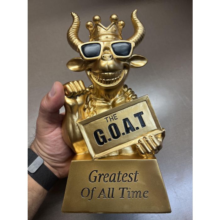 10-Inch G.O.A.T. Trophy – Handmade Gold Greatest of All Time Award for Poker Tournament Champs, Fantasy Football Champions.