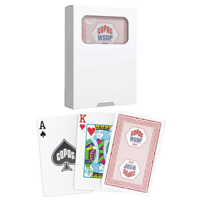 Copag WSOP 2025 Traditional Design Playing Cards – 100% Plastic Bridge Size Regular Index (Red, Single Deck)