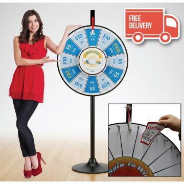 24 Inch Pocket Insert Customizable Prize Wheel with Bonus Extension Base 