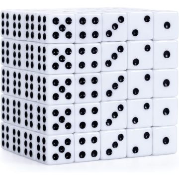 PACK OF 100 Bulk Casino 16mm Dice  Black & White