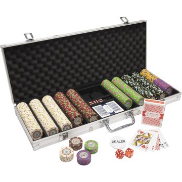 The Mint 500 Count Poker Chip Set – 13.5g Clay Composite Chips with Aluminum Case