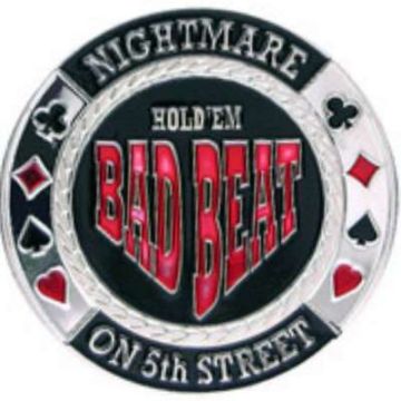 Poker Protector Card Guard Cover in Capsule :  Bad Beat Nightmere on 5th Street SILVER