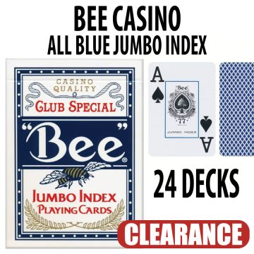 24-Deck Bee Jumbo Index Playing Cards – Blue Back Closeout