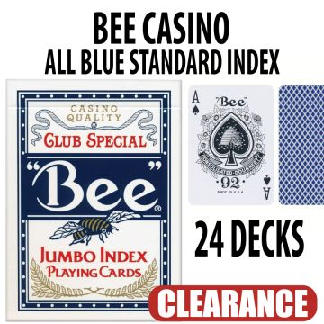 24-Deck Bee Standard Index Playing Cards – Blue Back Closeout