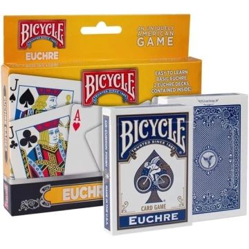 2 Deck Set Bicycle EUCHRE GAMES Playing Cards Blue Racer Back 