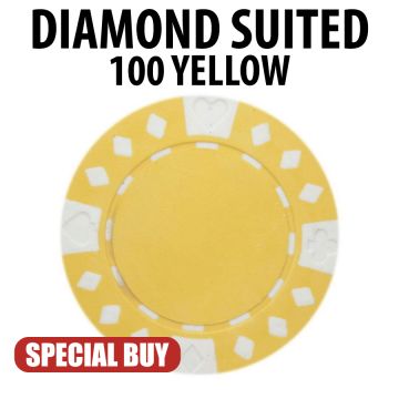 Diamond Suited 12.5 Gram Poker Chips 100 YELLOW Chips CLEARANCE