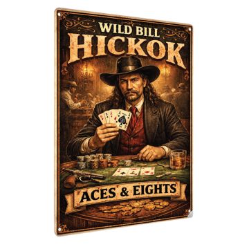 Wild Bill Hickok Aces & Eights Aluminum Poker Sign 40 x 30 cm | Dead Man’s Hand